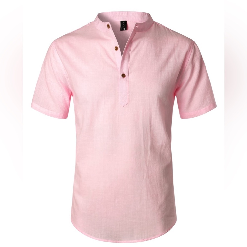 Luc Martin Men's Light Pink Casual Button Down Shirt Size M